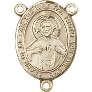 14kt Gold Scapular Rosary Center Rosary Center Engraved Catholic Saint Jewelry