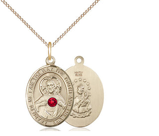 14kt Gold Filled Scapular - Ruby Stone Pendant with 3mm Ruby Swarovski Necklace