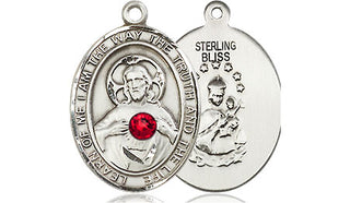 Sterling Silver Scapular - Ruby Stone Pendant with 3mm Ruby Swarovski stone Necklace