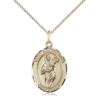 14kt Gold Filled Saint Scholastica Medal Religious Jewelry Engraved Catholic Saint Jewelry
