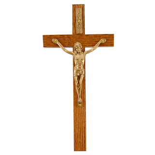 8-inch Walnut Crucifix Gold Corpus