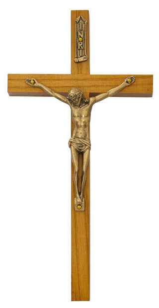 8-inch Walnut Stained with Gold Corpus Crucifix