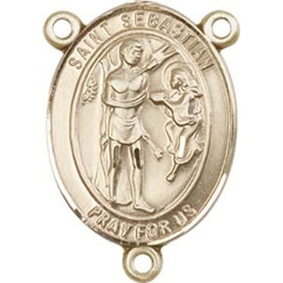 14kt Gold Saint Sebastian Rosary Center Rosary Center Engraved Catholic Saint Jewelry