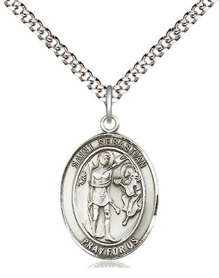 Sterling Silver Saint Sebastian Medal Religious Jewelry Engraved Catholic Saint Jewelry