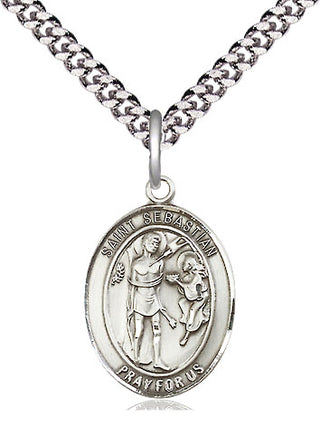 Sterling Silver Saint Sebastian Medal Religious Jewelry Engraved Catholic Saint Jewelry