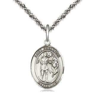 Sterling Silver Saint Sebastian Medal Religious Jewelry Engraved Catholic Saint Jewelry