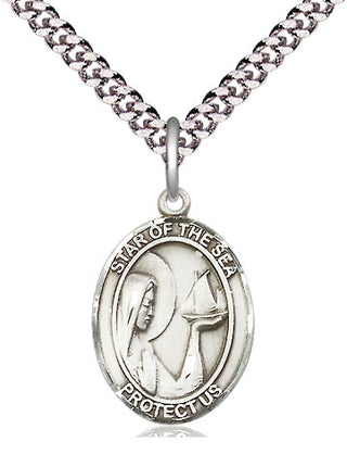 Pewter Our Lady Star of the Sea Medal Religious Jewelry Engraved Catholic Saint Jewelry