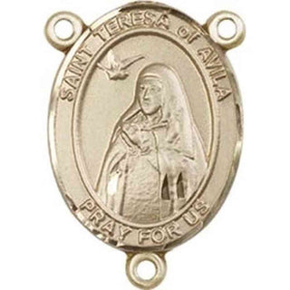 14kt Gold Saint Teresa of Avila Rosary Center Rosary Center Engraved Catholic Saint Jewelry