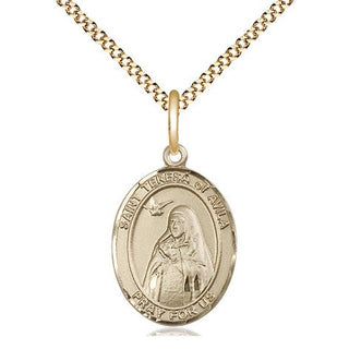 14kt Gold Filled Saint Teresa of Avila Medal Religious Jewelry Engraved Catholic Saint Jewelry