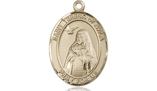 14kt Gold Saint Teresa of Avila Medal Engraved Catholic Saint Jewelry