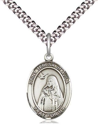 Pewter Saint Teresa of Avila Medal Religious Jewelry Engraved Catholic Saint Jewelry