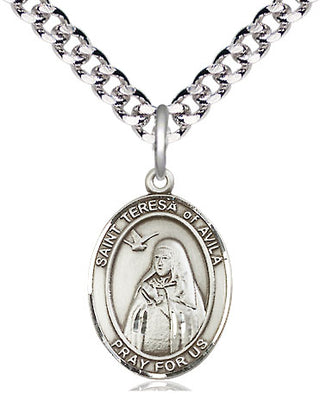 Pewter Saint Teresa of Avila Medal Religious Jewelry Engraved Catholic Saint Jewelry