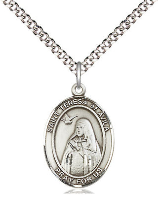 Pewter Saint Teresa of Avila Medal Religious Jewelry Engraved Catholic Saint Jewelry