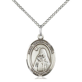 Sterling Silver Saint Teresa of Avila Medal Religious Jewelry Engraved Catholic Saint Jewelry