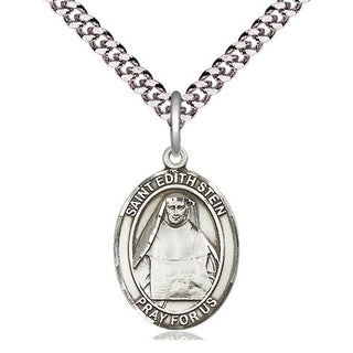 Pewter Saint Edith Stein Medal Religious Jewelry Engraved Catholic Saint Jewelry