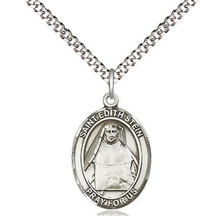 Sterling Silver Saint Edith Stein Medal Religious Jewelry Engraved Catholic Saint Jewelry