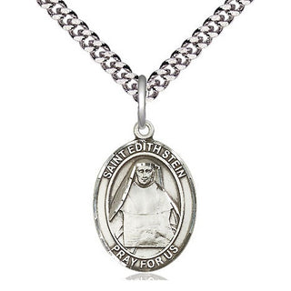 Sterling Silver Saint Edith Stein Medal Religious Jewelry Engraved Catholic Saint Jewelry