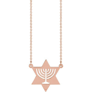 14K Rose Menorah Star 16" Necklace