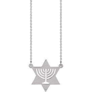 Sterling Silver Menorah Star 18" Necklace