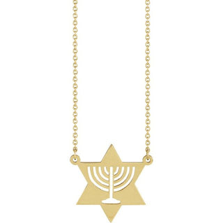14K Yellow Menorah Star 18" Necklace