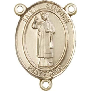 14kt Gold Saint Stephen the Martyr Rosary Center Rosary Center Engraved Catholic Saint Jewelry