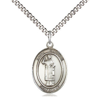 Pewter Saint Stephen the Martyr Medal Religious Jewelry Engraved Catholic Saint Jewelry