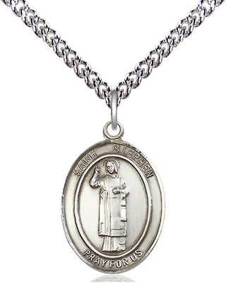 Sterling Silver Saint Stephen the Martyr Medal Religious Jewelry Engraved Catholic Saint Jewelry