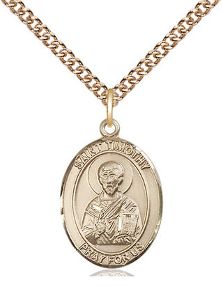 14kt Gold Filled Saint Timothy Medal Religious Jewelry Engraved Catholic Saint Jewelry