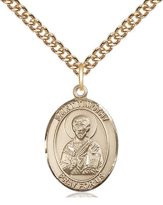 14kt Gold Filled Saint Timothy Medal Religious Jewelry Engraved Catholic Saint Jewelry