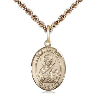 14kt Gold Filled Saint Timothy Medal Religious Jewelry Engraved Catholic Saint Jewelry