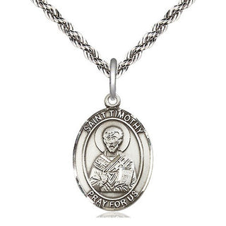 Sterling Silver Saint Timothy Medal Religious Jewelry Engraved Catholic Saint Jewelry