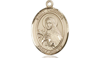 14kt Gold Filled Saint Theresa Medal Engraved Catholic Saint Jewelry