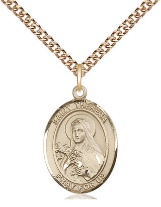 14kt Gold Filled Saint Theresa Medal Religious Jewelry Engraved Catholic Saint Jewelry