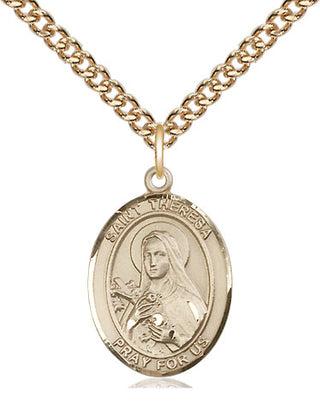 14kt Gold Filled Saint Theresa Medal Religious Jewelry Engraved Catholic Saint Jewelry