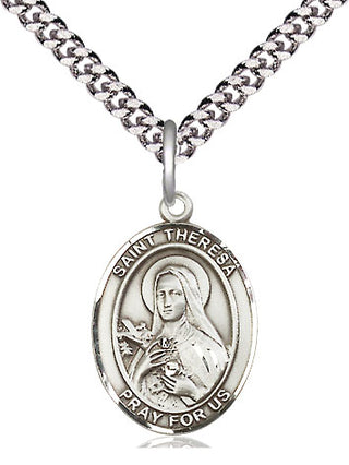 Pewter Saint Theresa Medal Religious Jewelry Engraved Catholic Saint Jewelry