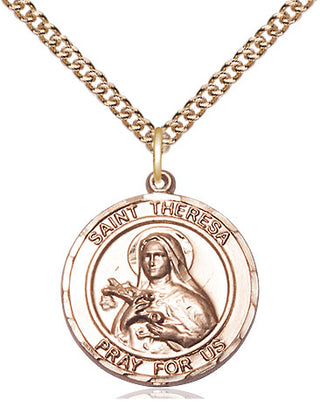 14kt Gold Filled Saint Theresa Medal Religious Jewelry Engraved Catholic Saint Jewelry