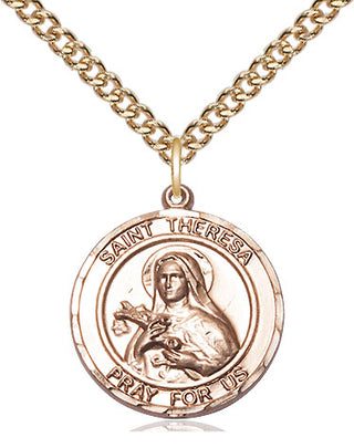 14kt Gold Filled Saint Theresa Medal Religious Jewelry Engraved Catholic Saint Jewelry
