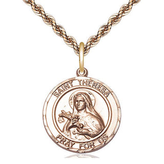 14kt Gold Filled Saint Theresa Medal Religious Jewelry Engraved Catholic Saint Jewelry