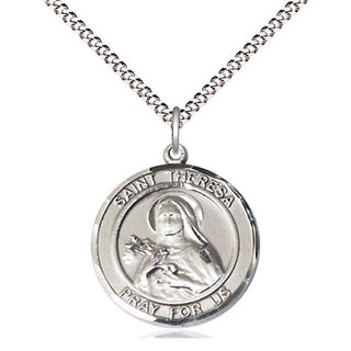 Pewter Saint Theresa Medal Religious Jewelry Engraved Catholic Saint Jewelry