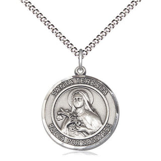 Sterling Silver Santa Teresita Medal Religious Jewelry Engraved Catholic Saint Jewelry