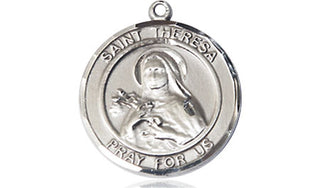 Sterling Silver Saint Theresa Medal Religious Jewelry Engraved Catholic Saint Jewelry