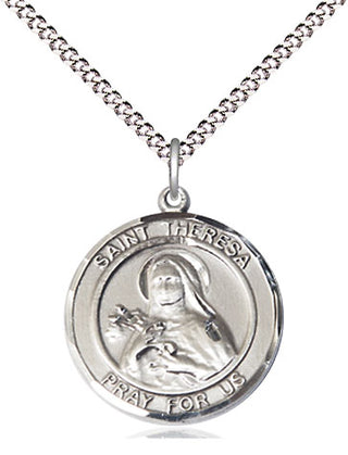 Sterling Silver Saint Theresa Medal Religious Jewelry Engraved Catholic Saint Jewelry