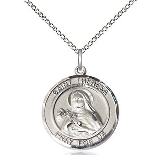 Sterling Silver Saint Theresa Medal Religious Jewelry Engraved Catholic Saint Jewelry