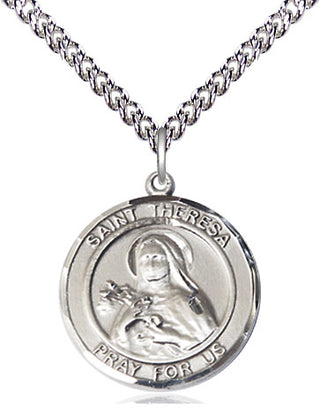 Sterling Silver Saint Theresa Medal Religious Jewelry Engraved Catholic Saint Jewelry