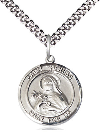 Sterling Silver Saint Theresa Medal Religious Jewelry Engraved Catholic Saint Jewelry