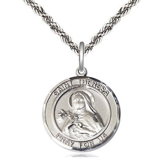 Sterling Silver Saint Theresa Medal Religious Jewelry Engraved Catholic Saint Jewelry