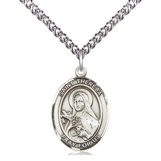Sterling Silver Saint Theresa Medal Religious Jewelry Engraved Catholic Saint Jewelry