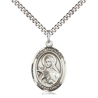 Sterling Silver Saint Theresa Medal Religious Jewelry Engraved Catholic Saint Jewelry