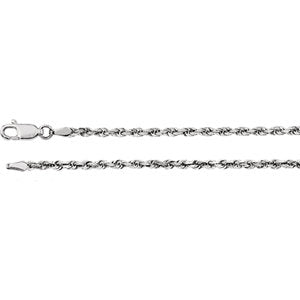 20-inch Diamond Cut Rope Chain with Lobster Clasp - 14K White Gold