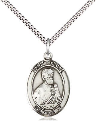 Sterling Silver Saint Thomas the Apostle Medal Religious Jewelry Engraved Catholic Saint Jewelry